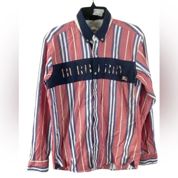 Burberry pink Striped Men's Shirt size M - Picture 1 of 3